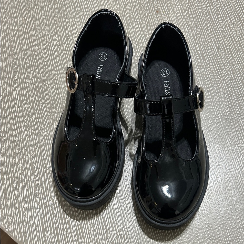 Falls Creek Black Patent Dress Shoes for Kids